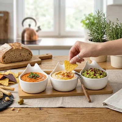 Obrázek produktu pro Miska na dipy 4 ks SET PORCELAN Snack Bowl Dip Serving Bowl FLORINA