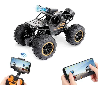 Produktbild von Ferngesteuertes Auto 1:18 RC Truck mit HD Kamera Foto WiFi uebertragung 2.4Ghz 2 Akku 25 Minuten Spielzeit Offroad Truggy fuer Erwachsene und Kinder, Schwarz
