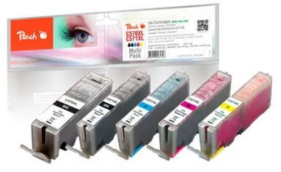 Produktbild von Peach 319681, Foto schwarz, Tinte auf Farbstoffbasis, 23 ml, 52 ml, 5 Stück(e), Multipack
