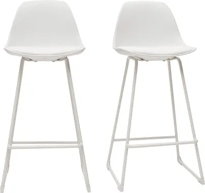 Produktbild von Miliboo - Design-Barhocker weiße Metallbeine 66 cm (2er-Satz) FRANZ