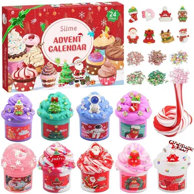 Produktbild von Schleim Adventskalender 2026 für Kinder, 24 Tage Countdown, Weihnachtsgeschenk, Rot