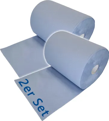 Produktbild von tecuro Doppelpack Putztuchrolle Putzpapier 2-lagig Ø 33 x 36 cm, 500 Blatt/Rolle, blau