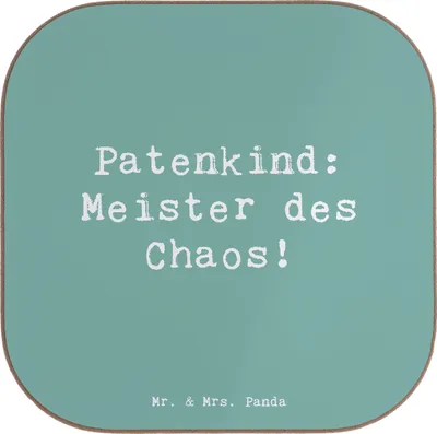 Produktbild von Mr. & Mrs. Panda Untersetzer für Gläser Spruch Patenkind Chaosmeister - Meeresbrise - Geschenk, Fürsorge, Tassenuntersetzer, Familie, weinflaschenuntersetzer, Verwandte