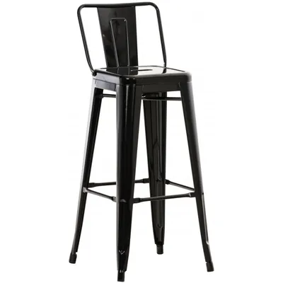 Produktbild von CLP Barhocker mit Lehne im Industrial-Look Mason, mit Rückenlehne und Fußablage schwarz