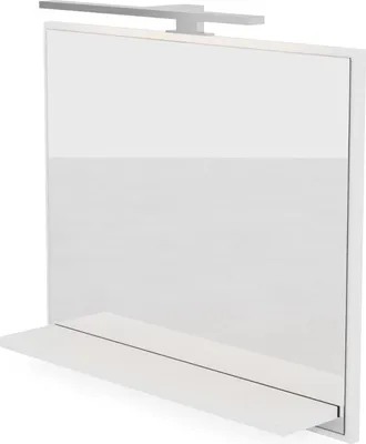 Produktbild von Badezimmer Spiegel mit Beleuchtung und Ablage Weiß Badspiegel Wandspiegel 60 cm Bad Spiegel mit LED Aufbauleuchte