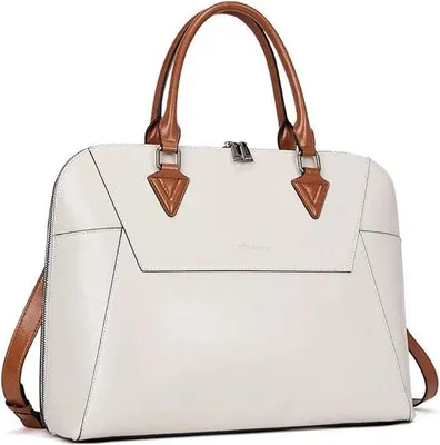 Produktbild von Beige Laptop-Tas für Damen, 15,6 Zoll, Schreibtisch- oder Schul-Tasche
