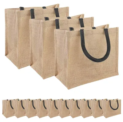 Obrázok produktu pre Jutové tašky 50 Prírodná a čierna 26 x 22 x 14 cm