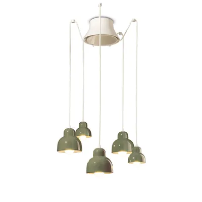 Zdjęcie produktu dla Żyrandol Deco Vintage Berimbau Ceramic Sage Green 3 światła E27