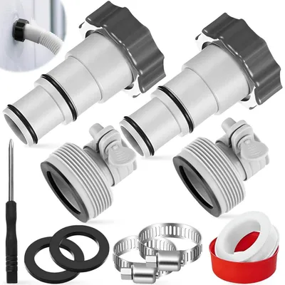 Immagine prodotto di Set di 4 adattatori per tubi da piscina, con attacco filettato, per tubi di diametro 32 e 38 mm