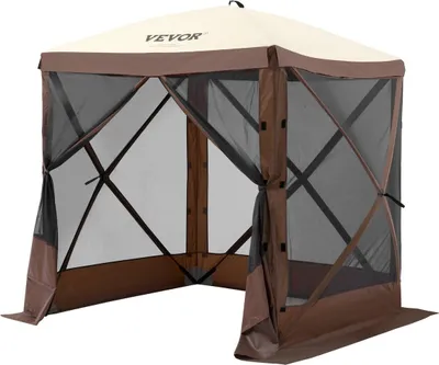 Produktbild von Pop Up Gazebo Tent Pop-Up Screen Tent 4 Sided Canopy Sun Shelter Brown