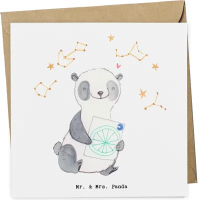 Produktbild von Mr. & Mrs. Panda Grußkarte Panda Astrologie - Weiß - Geschenk, Sternbilder, anlasskarte, faltkarte, doppelkarte, Horoskop, Klappkarte, Glückwunschkarte