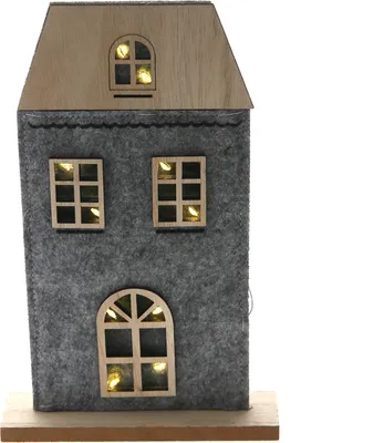 Produktbild von LED Filzhaus grau incl. Batterie Filz Weihnachten Deko
