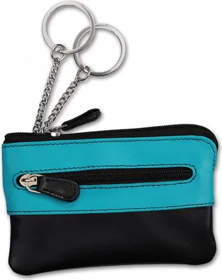 Produktbild von DrachenLeder Etui Mini schwarz türkis Leder Schlüsseltasche D2OPS905T