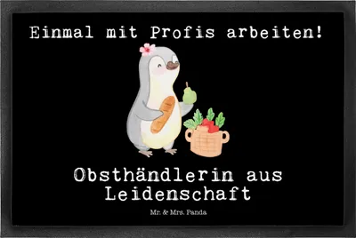 Produktbild von Mr. & Mrs. Panda Türvorleger Obsthändlerin Leidenschaft 50 x 75 cm - Schwarz - Geschenk, Gummimatte, Schmutzmatte, Fußabstreifer, Obstplantage, Lustig, Schmutzfangmatte