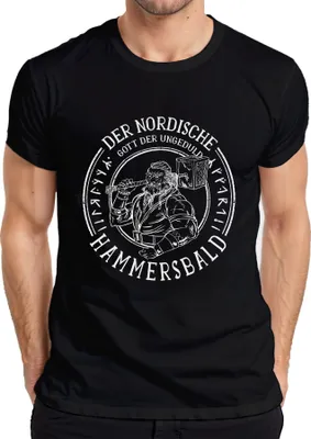 Produktbild von Nordischer Gott der Ungeduld Wikinger Hammer Mythologie Humor Herren T-Shirt, Schwarz, XXL