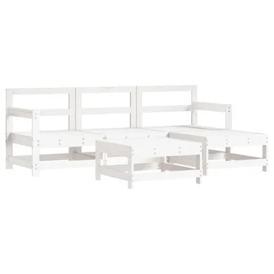 Produktbild von 5-tlg. Garten-Lounge-Set Weiß Massivholz Kiefer