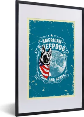 Produktbild von MuchoWow® MuchoWow® Gerahmtes Poster Jahrgang - Armee - Hund 40x60 cm - Poster mit zchwarzem Bilderrahmen - Poster in Rahmen