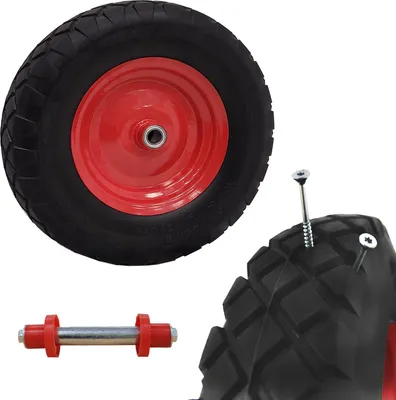 Produktbild von Pannensicheres Schubkarrenrad Polyurethan390x90 mm mit Kugellager und Stollenprofil, 200 kg Traglast