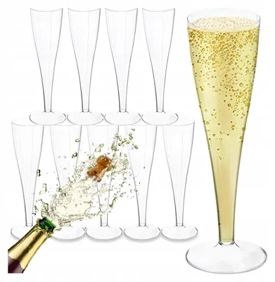 Produktbild von Plastik Sektgläser 120ml 100 Stück Einwegfuß für Wein