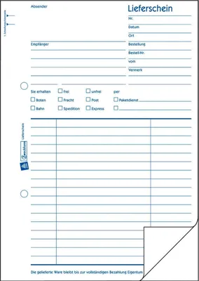 Produktbild von Formularbuch Lieferschein A5 VE=10x2x50 Blatt