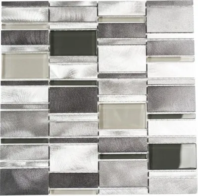 Produktbild von Aluminiummosaik silber klar grau glänzend 30,1x30,1 cm