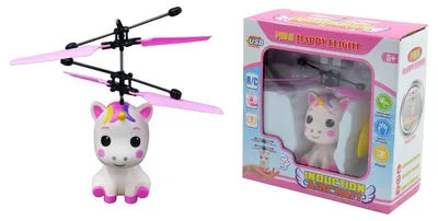 Produktbild von Kögler Mini Flyer Einhorn weiß/pink Flieger mit Fernbedienung & LED Höhe 16 cm