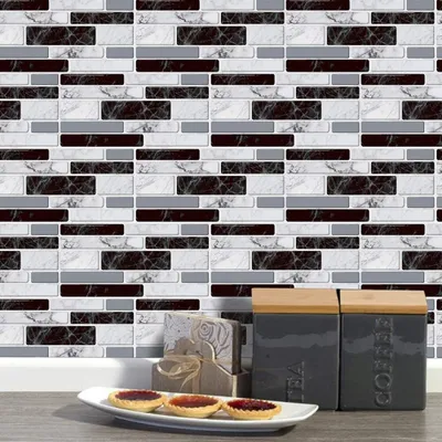 Produktbild von 54 Stück Fliesenaufkleber 3D Steinwandoptik 20x10cm Selbstklebende Deko Wandaufkleber Fliesensticker für Küche und Badzimmer
