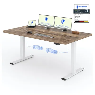 Zdjęcie produktu dla FLEXISPOT E1 Pro Biurko z elektryczną regulacją wysokości 180x80cm 25MM POJEDYNCZA PŁYTA BIURKOWA Podwójny silnik 120KG udźwig, 4 pozycje pamięci (brązowy)