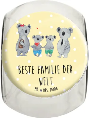Produktbild von Mr. & Mrs. Panda Bonboniere Koala Familie zwei L 870ml - Gelb Pastell - Geschenk, Bruder, Aufbewahrungsdose, Teedose, Zusammen, Koalabär, Süßigkeiten Glas, glasbehälter