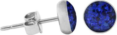 Produktbild von 925 Sterling Silber Ohrstecker Glitterline in verschiedenen Farben und Größen Farbe - Dunkelblau Größe - 6 mm