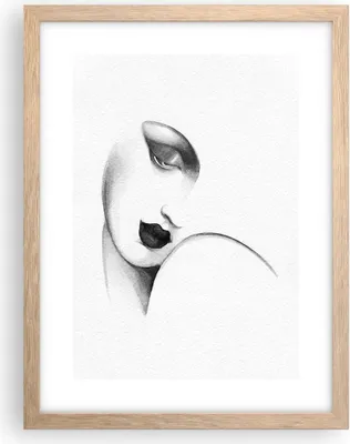 Produktbild von Gerahmtes Poster - Rahmen in heller Eiche - Porträt Frau Skizze - 30x40 cm - Wand Bild - Wanddeko - Wandbilder - Kunstposter - Wandposter - Bilderrahmen - Bilder - Kunstdruck - P2NPA30x40-4475