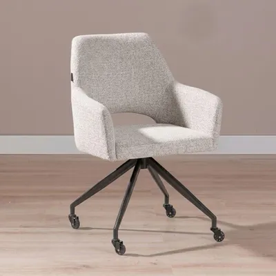 Produktbild von Bronx71 Esszimmerstuhl Mexx mit Rollen melierter Stoff Off white/Braun