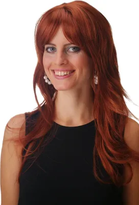 Produktbild von WIG ME UP Perücke lang wellig Pony Rotbraun GFW242-130