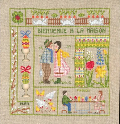 Produktbild von Le Bonheur des Dames Kreuzstich Set "Willkommen April", Zählmuster, 21x23cm