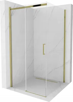 Produktbild von Mexen Omega ausziehbare Duschabtrennung 100 x 100 cm, Transparent, Gold - 825-100-100-50-00