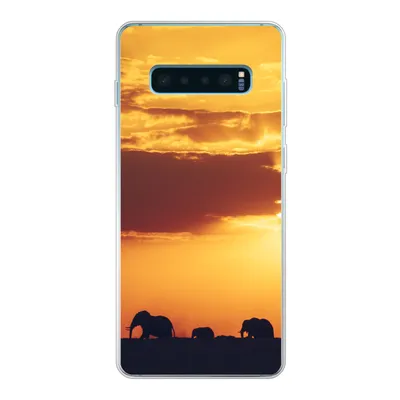 Produktbild von MuchoWow® Handyhülle Schutzhülle Hülle für Samsung Galaxy S10 Plus Elefanten - Horizont - Sonnenuntergang - Tiere Silikon Softcase Handy Hülle - Schutzhülle