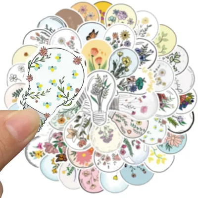Produktbild von Blumensticker Vintage, 50 Stück, 4-8 cm, Scrapbooking Zubehör