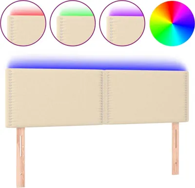 Obrázek produktu pro vidaXL LED čelo postele krémové 144x5x78/88 cm Látka