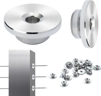 Productafbeelding van VEVOR set van 51 stuks kabelgeleiders, inclusief beschermhoezen voor raden (1/8 inch), een set zwarte, onzichtbare klemmen en spanbanden (1/8 inch), en beschermkappen voor kabelgeleiderpalen, geschikt voor horizontale gaten van 0,41 inch