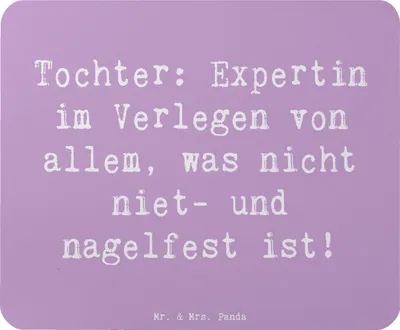 Produktbild von Mr. & Mrs. Panda Mousepad Spruch Tochter Expertin - Lavendeltraum - Geschenk, Freude, Mouse Pad, herzerwärmende Sprüche, pc mausunterlage, Mauspad, laptop, Liebenswert