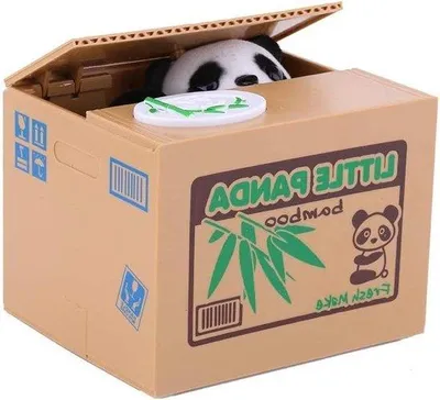 Immagine prodotto di Cassettone portamonete per bambini - Portamonete a forma di panda - Risparmiare e collezionare soldi - Regali per bambini