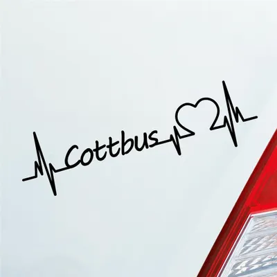 Produktbild von Auto Aufkleber Cottbus Herz Herzschlag 19x5 cm Schwarz Glanz Sticker Heckscheibenaufkleber