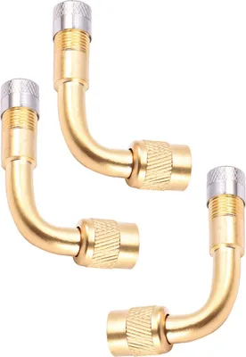 Immagine prodotto di 3 x prolunghe valvola auto, moto e bicicletta | prolunga valvola pneumatico 90° | adattatore valvola pneumatico | valvola angolare 90° | valvola angolare in ottone | valvola di fissaggio [ruotabile a 360°] | valvola Schrader