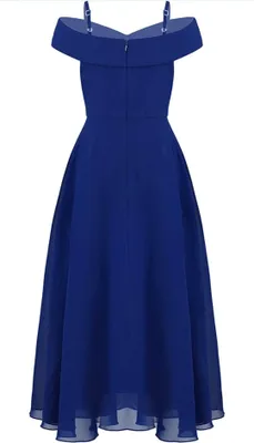 Immagine prodotto di Elegante abito da festa lungo per ragazze taglia 140 cm - Perfetto come abito da damigella d'onore, abito estivo in chiffon, abito da festa e abito da matrimonio