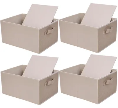 Faltbare Aufbewahrungsboxen, 4er-Set, 39x29x20 cm, beige