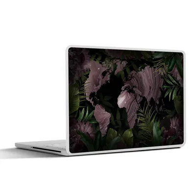 Produktbild von MuchoWow® Laptop Aufkleber Sticker Cover Weltkarte - Lila - Blätter 25x18 cm - Laptop-Deko