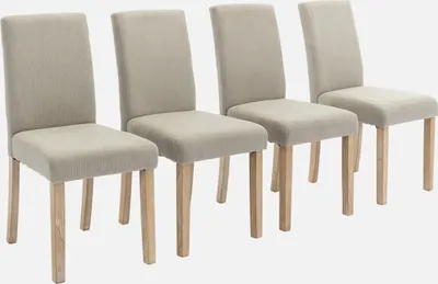 Produktbild von sweeek - 4er Set Stühle mit Cordbezug und gekälkten Holzbeinen - Greige