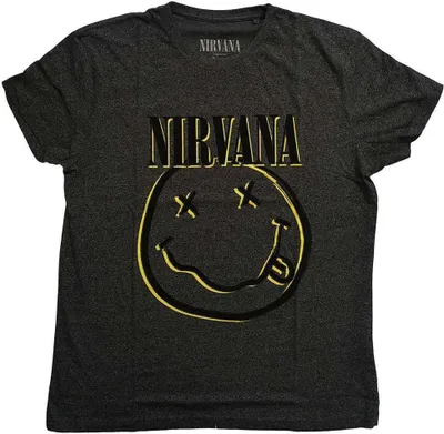 Produktbild von Nirvana - Inverse Smiley Uni X-Small T-Shirt - Grau/ Schwarz