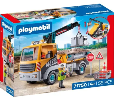 Produktbild von PLAYMOBIL Action Baustellen-LKW mit Kran, Auslegerkran, 4 Jahr(e), Mehrfarbig, Kunststoff