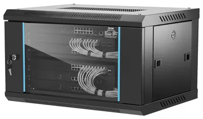 Immagine prodotto di Armadio per server di rete VEVOR 6U montato a parete, profondità 15,5'', alloggiamento per armadio rack per server, capacità di carico massima di 200 libbre. Capacità di carico a pavimento, con pannelli laterali in vetro con serratura, per apparecchiature IT e A/V